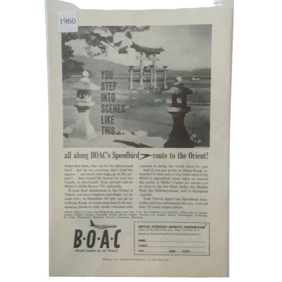 Vintage 1960 BOAC Airways World Leader in Jet Travel Ad Advertisement - Picture 3 of 4